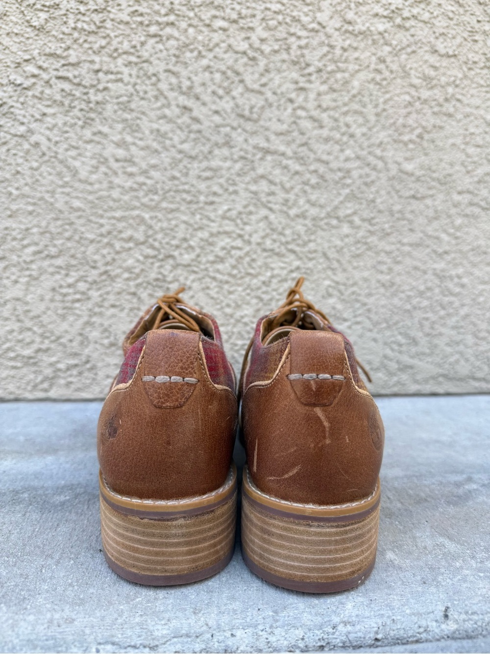 PENDLETON x TIMBERLAND Women's Beckwith Brown Red Plaid Leather Oxfords Shoes 8 - Picture 3 of 16